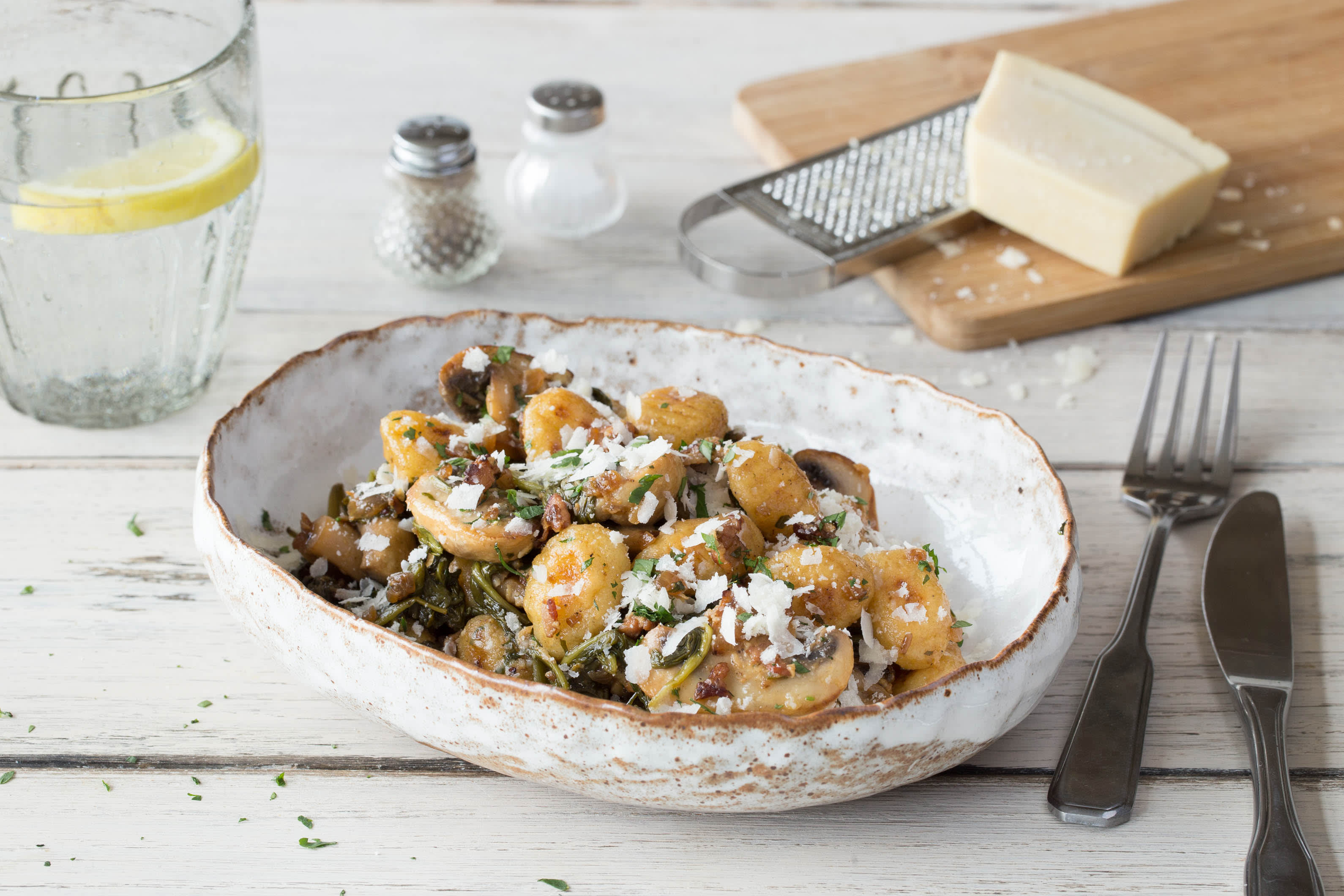 Crispy Gnocchi with Bacon, Mushroom & Parmesan Recipe HelloFresh