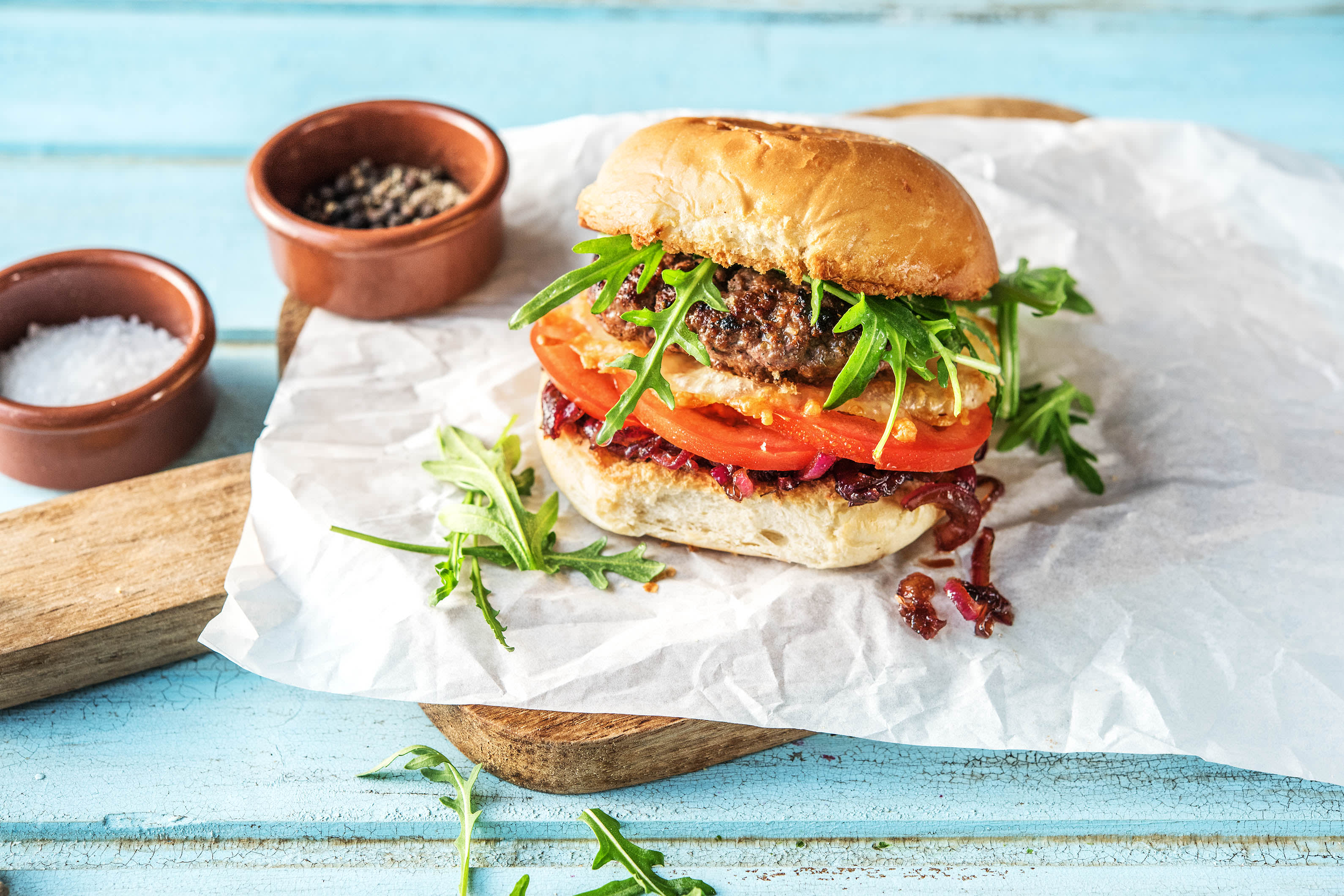 Crispy Cheddar Beef Burger with Onion Jam Recipe | HelloFresh