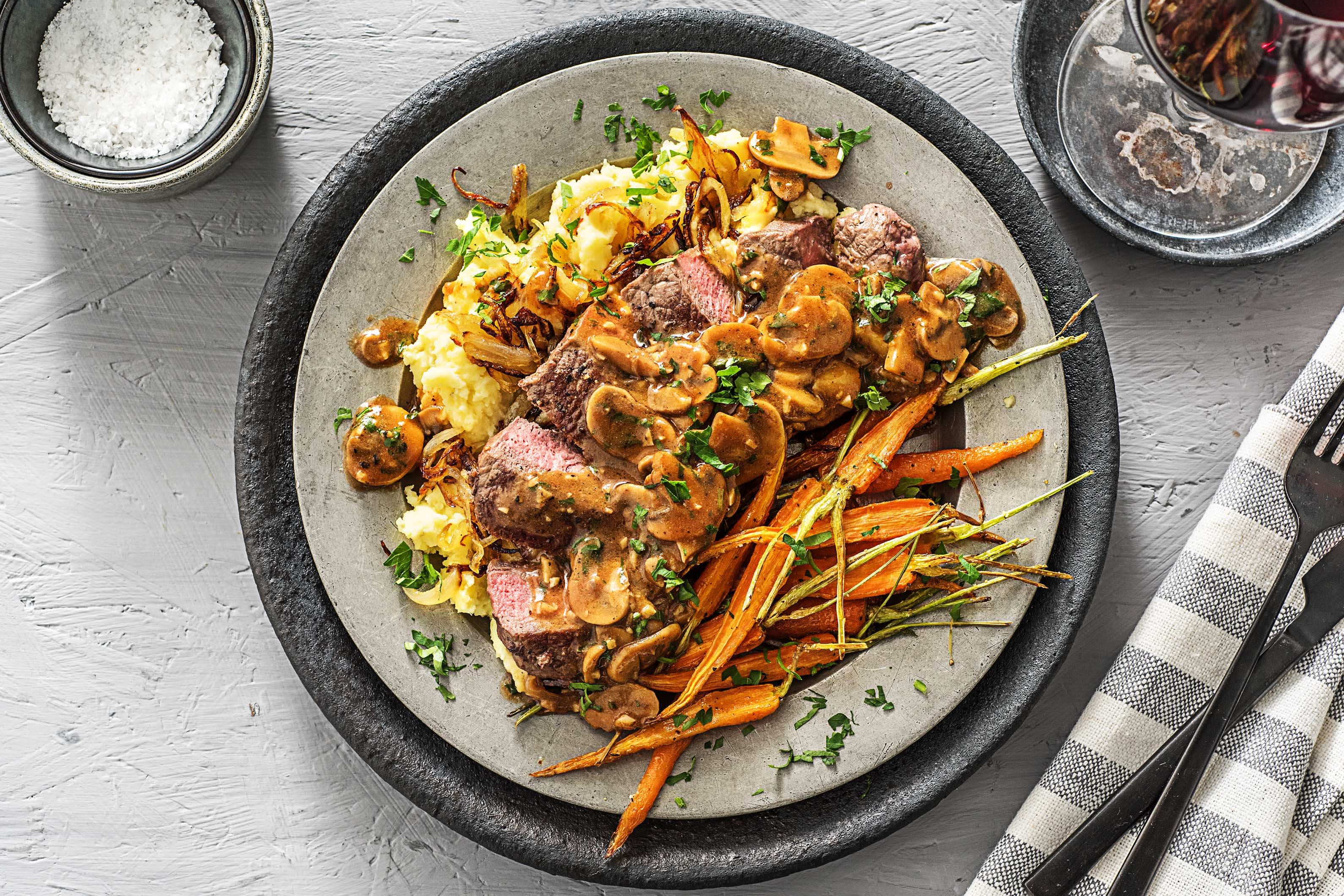 New York Strip Steak in a Mushroom Sauce Recipe HelloFresh