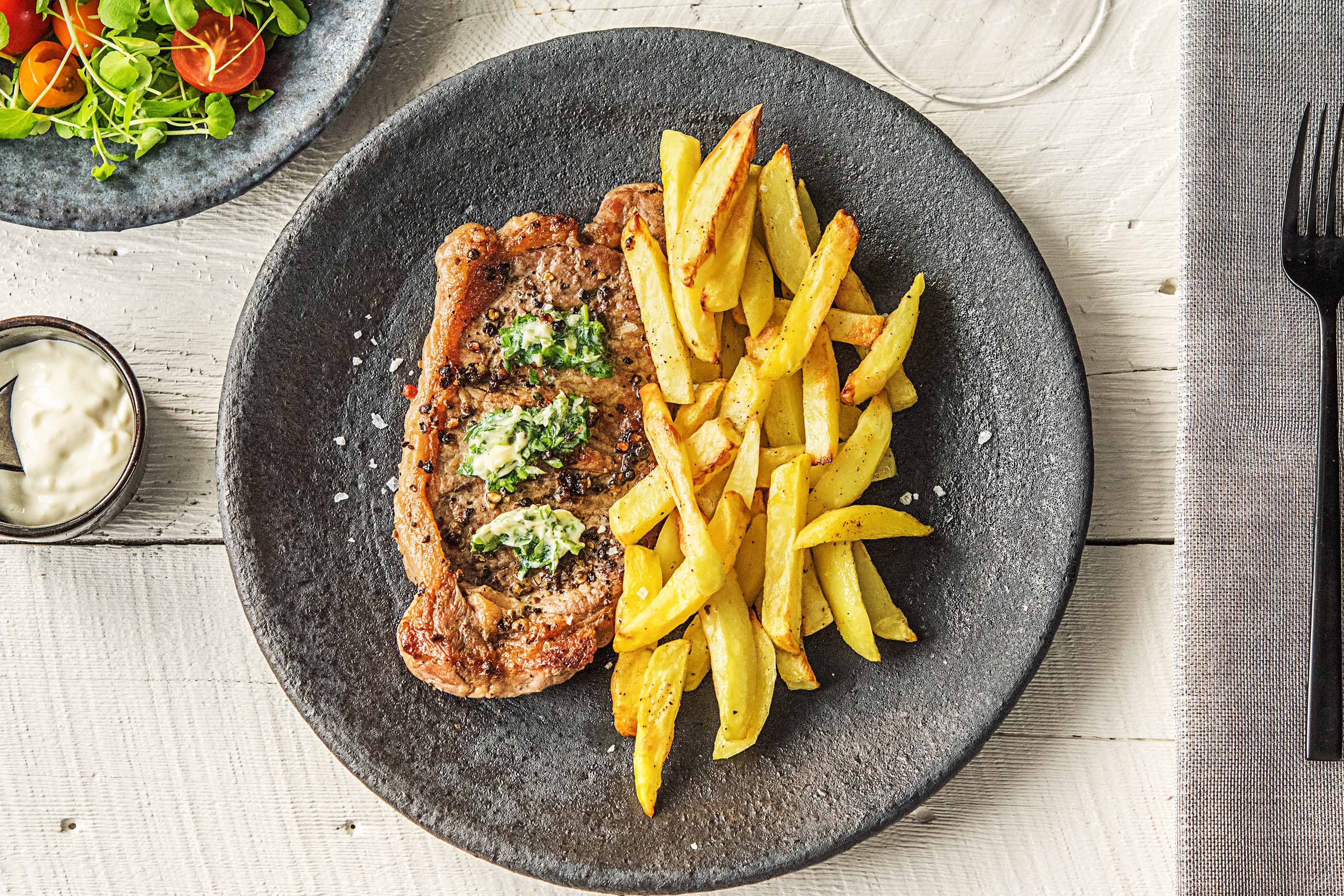 Steak Frites With Green Olive Pesto Recipe Steak Frites With Green Olive Pesto Recipe