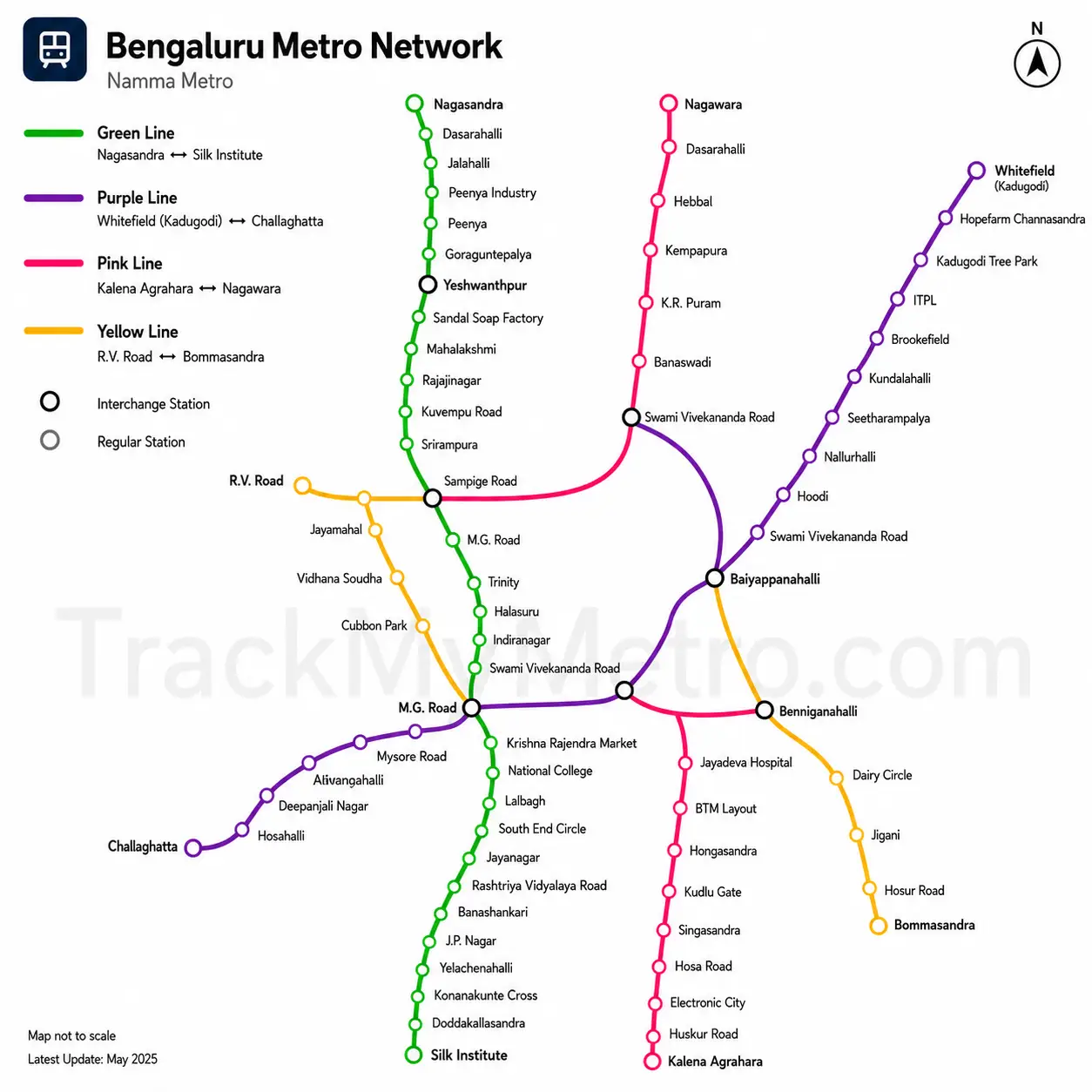 Bangalore Metro route map 2026