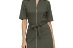 NEW MICHELE's Stylish Knit Casual Dress with Front Zipper and Pockets