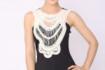 NEW CATHY's Refined Sleeveless Top with Dramatic Lace Front