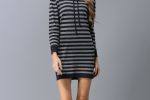 NEW VICTORIA's Stylish Striped Knit Casual Dress with Hood