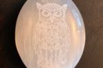 Engraved Selenite Owl