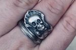 Anello SPIRALE TESCHIO PIRATI antica posata