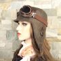 Brown Leather Aviator Hat - Simon Model