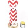 Red Chevron Wine Bag Gift Set (Candle Scent Options)