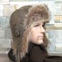 Raccoon Fur Aviator Hat, Brown Leather - Simon Model