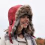 Lynx Fur Aviator Hat, Red Leather - Simon Model