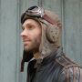 Brown Leather Aviator Hat For Headphones - Henry Model