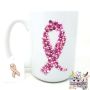 Bling Breast Cancer Coffee Mug with a Breast Cancer Pin