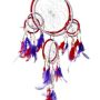 Dromenvanger 16 cm rood met schelpjes en kralen