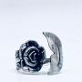 Anello Artigianale Mod. MINICODA#01 ROSA Realizzato con Antica posata in Argento (Prima Metà del ’900)