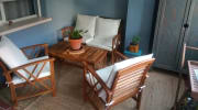 Muebles de jardín 4 piezas con cojines madera maciza de acacia