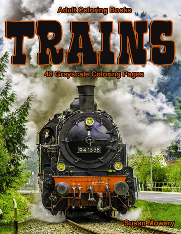 Trains Adult Coloring Book Pdf Digital Download
