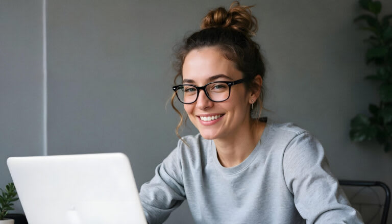 Mujer que consulta cuentas por Internet