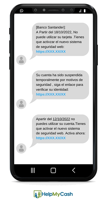 SMS reales de ataques de phishing