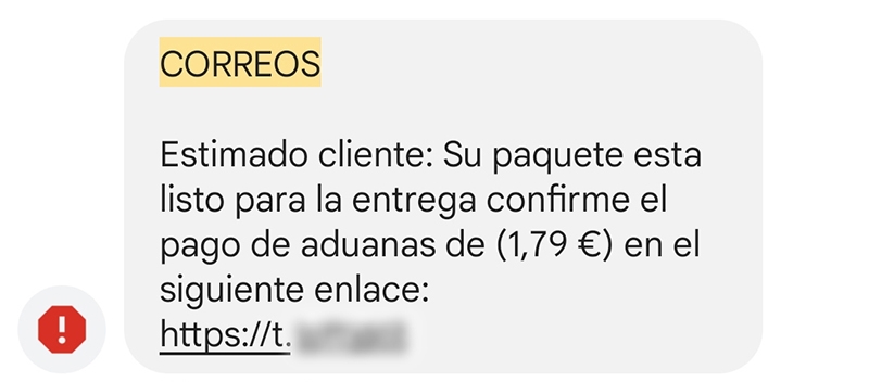 SMS de phishing de Correos