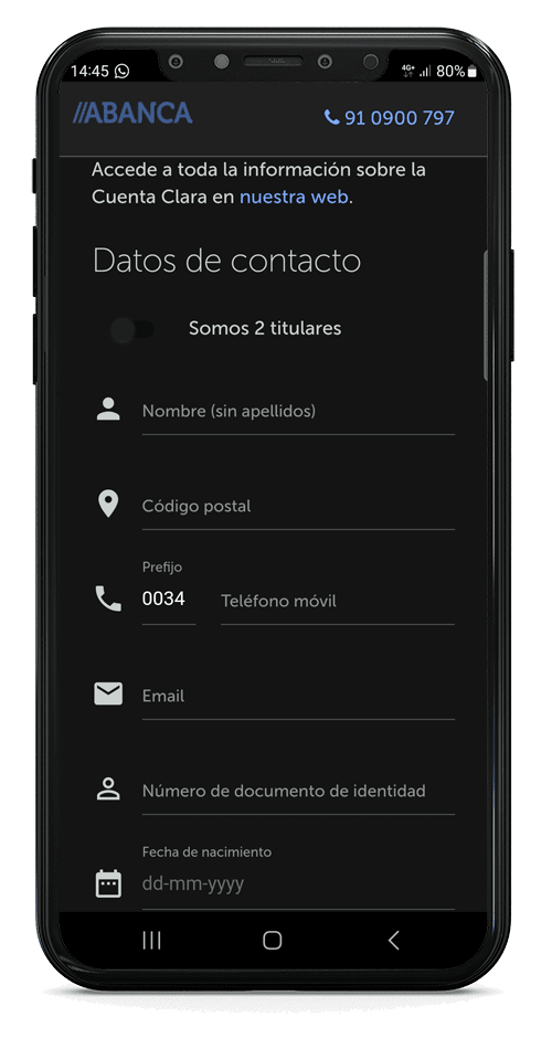 Proceso para abrir cuenta online en Abanca por el móvil