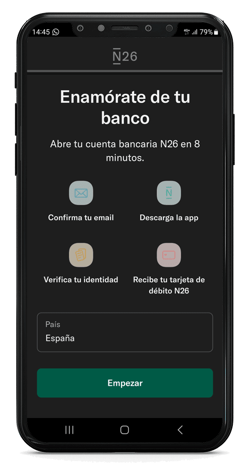 Proceso para abrir cuenta online en N26 por el móvil