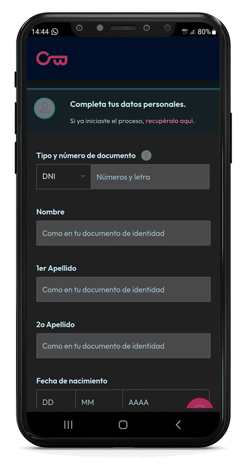Proceso para abrir cuenta online en Openbank por el móvil