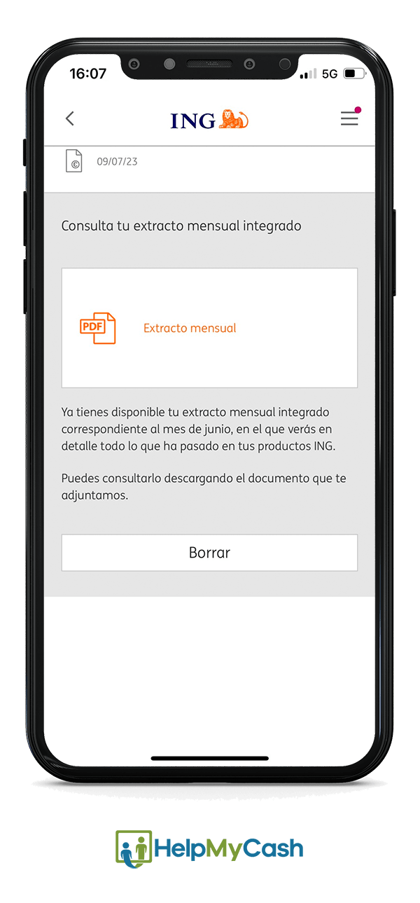 Consultar el extracto bancario de ING