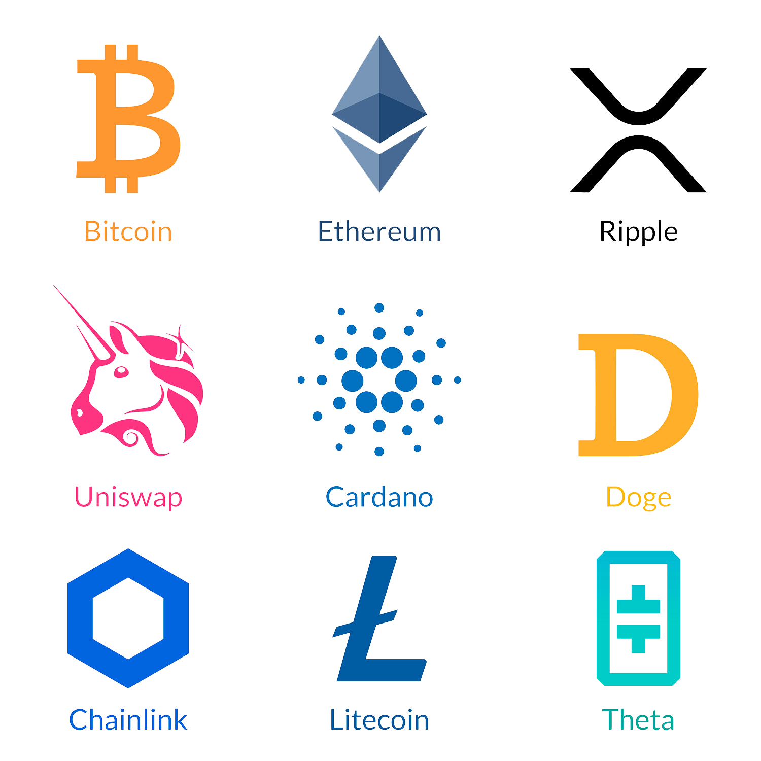Logos de criptomonedas