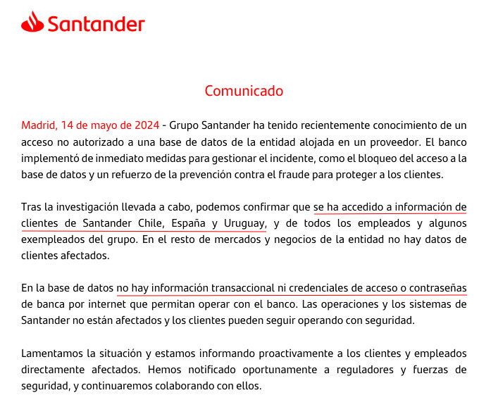 Hackeo de Banco Santander