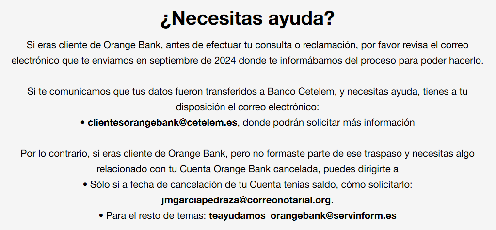 Ayuda de Orange Bank