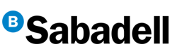 Logotipo de Sabadell con un círculo azul que contiene una "B" blanca junto a la palabra "Sabadell" en texto negro.