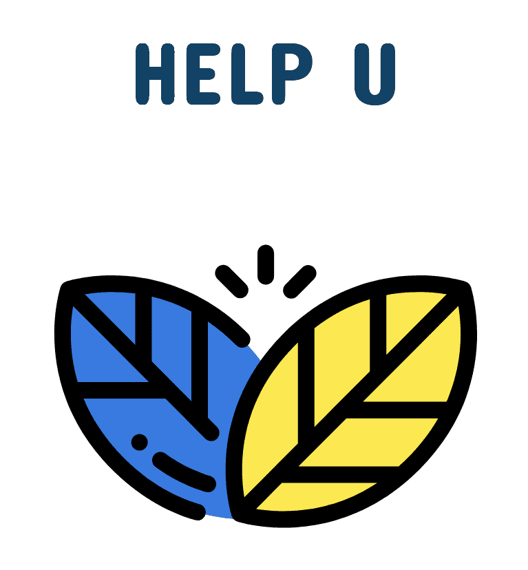 logo - yellow and blue heart made of leaves