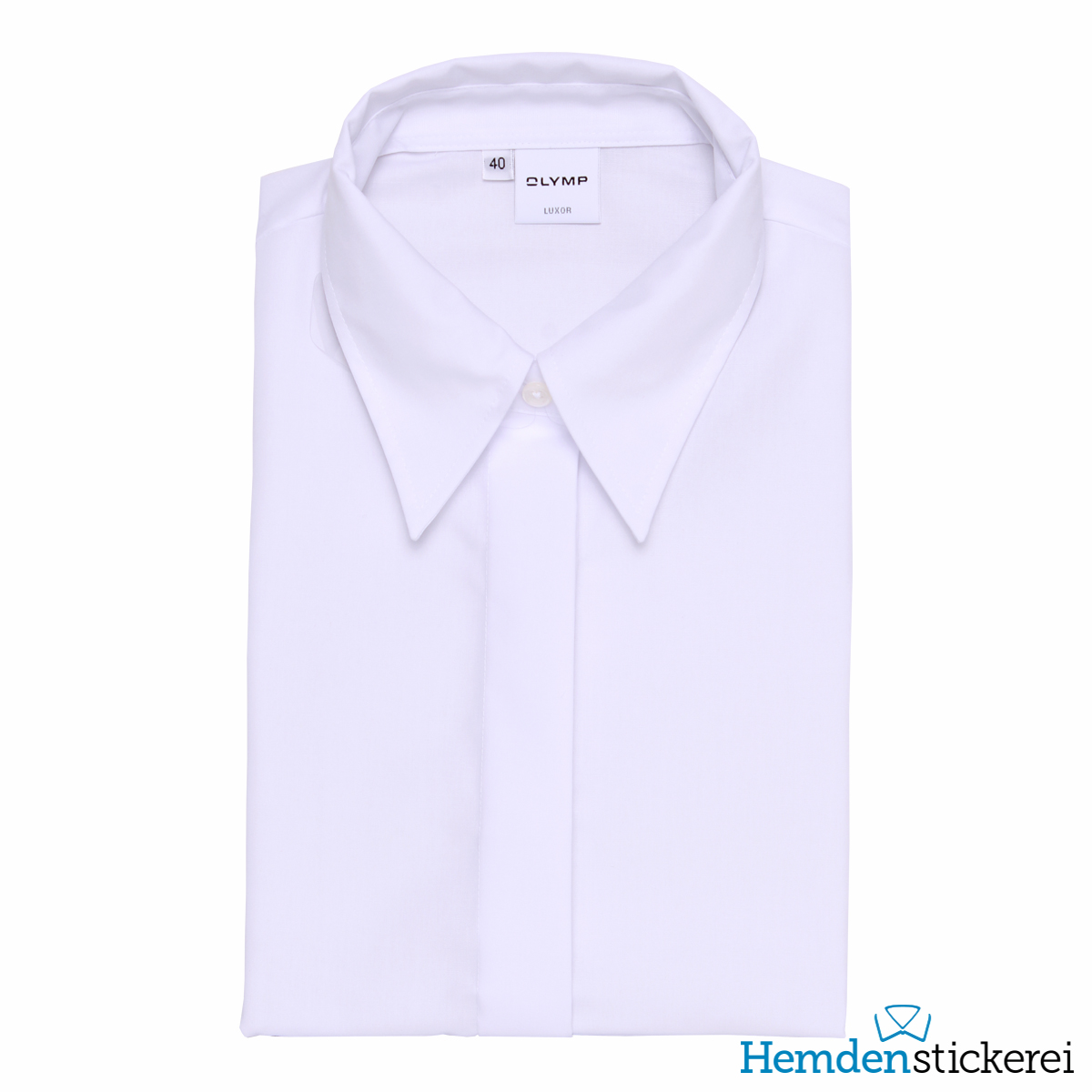 Olymp Damen Bluse Luxor Modell 01 1/1 Arm OlsenKragen Weiß Hemdenstickerei