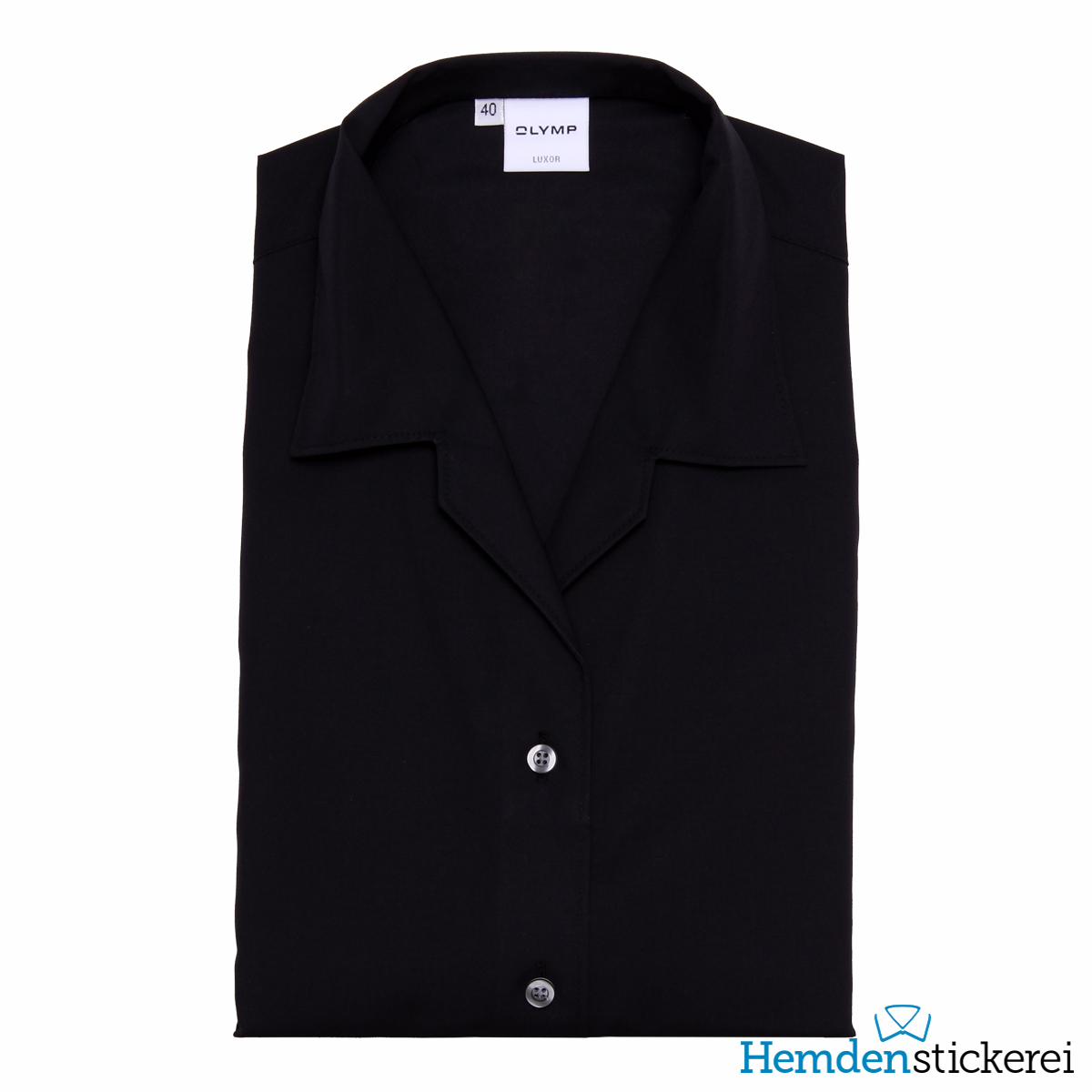 Olymp Damen Bluse Luxor Modell 07 1/1 Arm IdaKragen Schwarz Hemdenstickerei