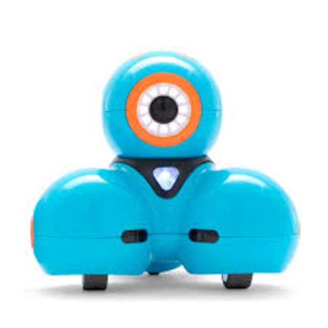 blue robot made of three blue circles