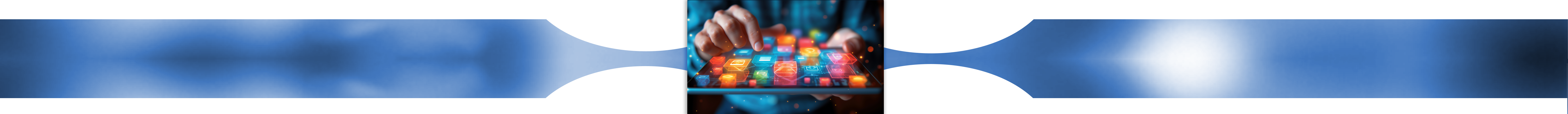 Man holding glowing app icons in his hand;