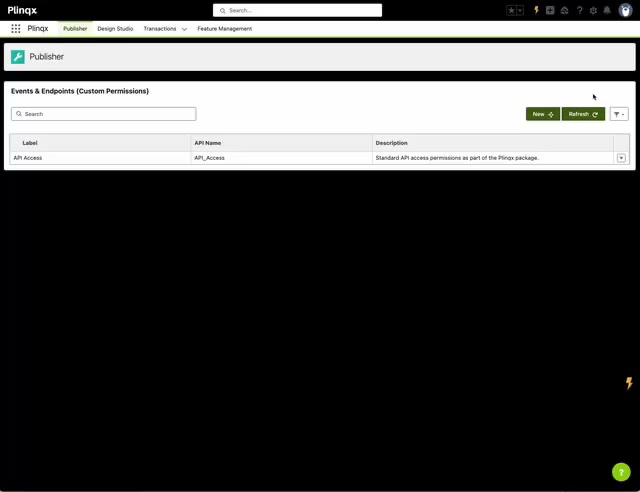 Custom Permissions list