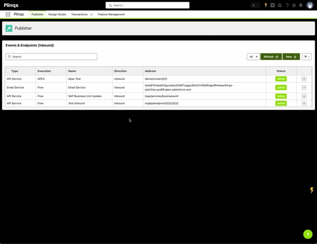 Inbound endpoints list