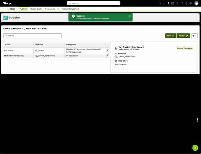 Custom Permission created