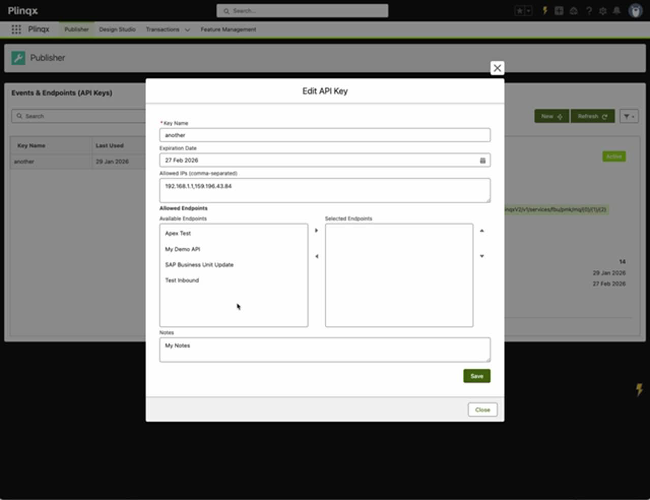 Edit API Key