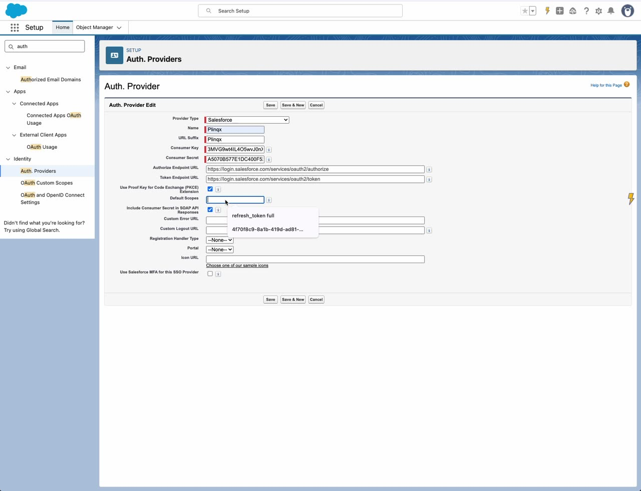 Authentication Provider configuration
