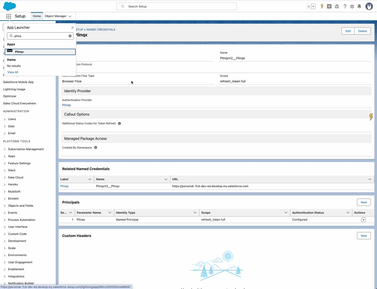 Principal configured
