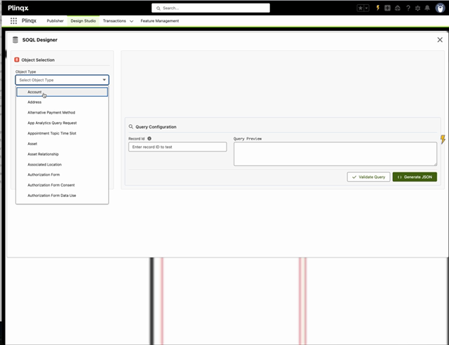SOQL Designer object selection