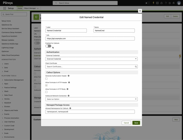 Edit Named Credential