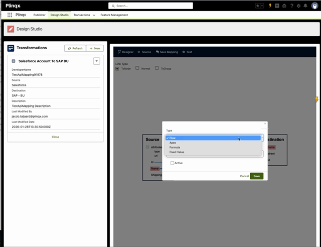 Mapping rule type selector