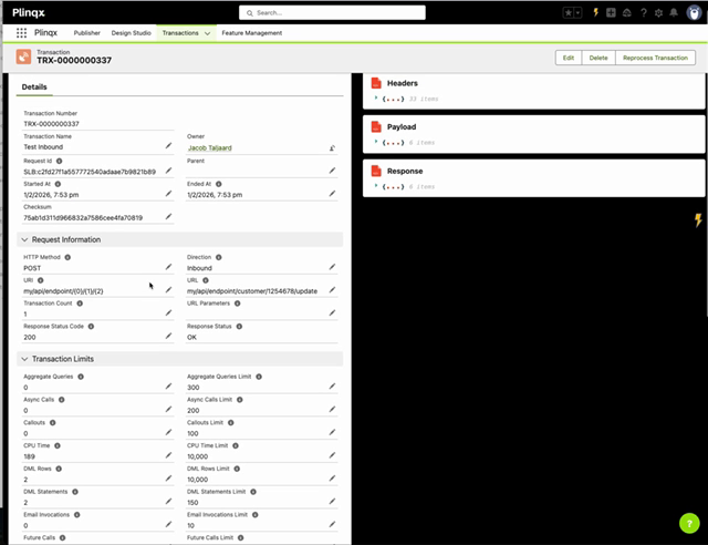 Transaction record overview