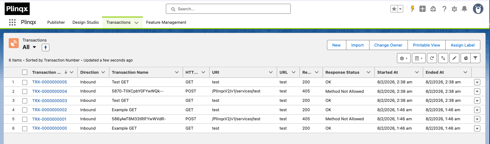 Transactions List