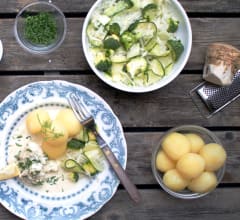 Torsk i krämig pepparrotssås med dill och knapriga grönsaker