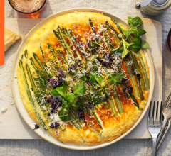 Suffléomelett med ricotta, sparris och citron
