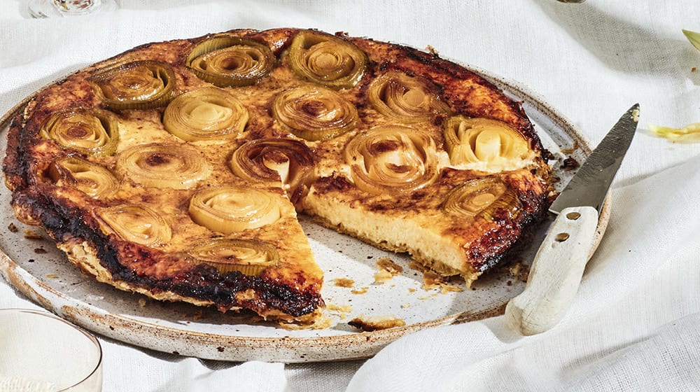 Tarte tatin med västerbottenost och purjolök